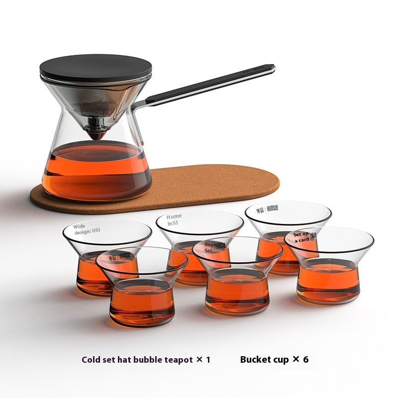 Magnetic Press Type Tea Pot And Glass Cup