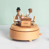 Afternoon Coffee Shop Couple Tanabata Home Decoration Wooden Music Box