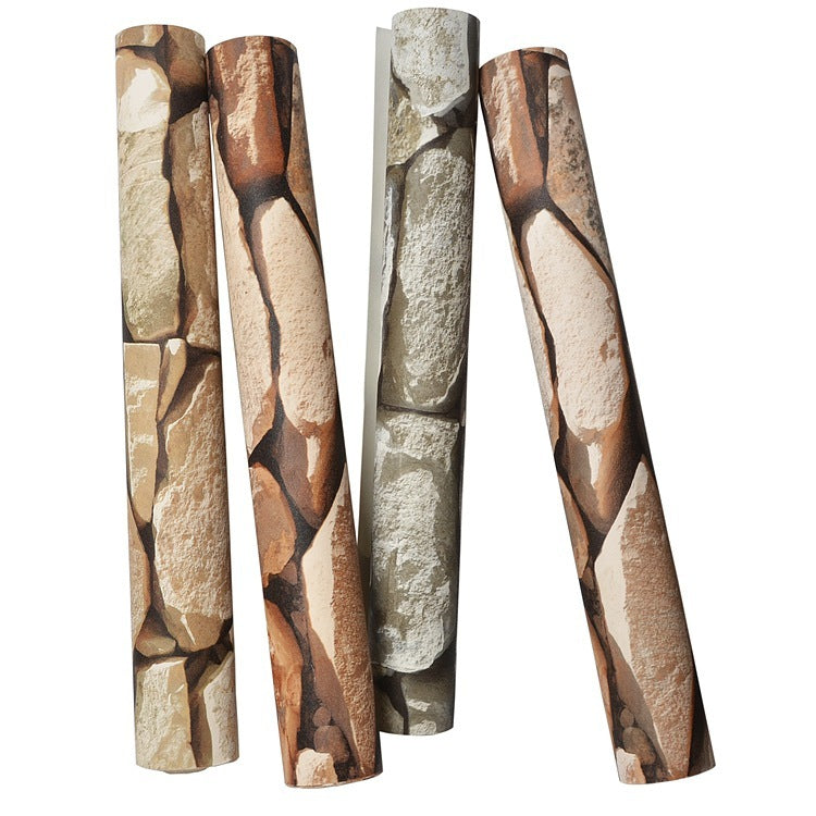 Retro 3D Solid Stone Wallpaper Artificial Stone Stone Coffee Shop Bar Restaurant