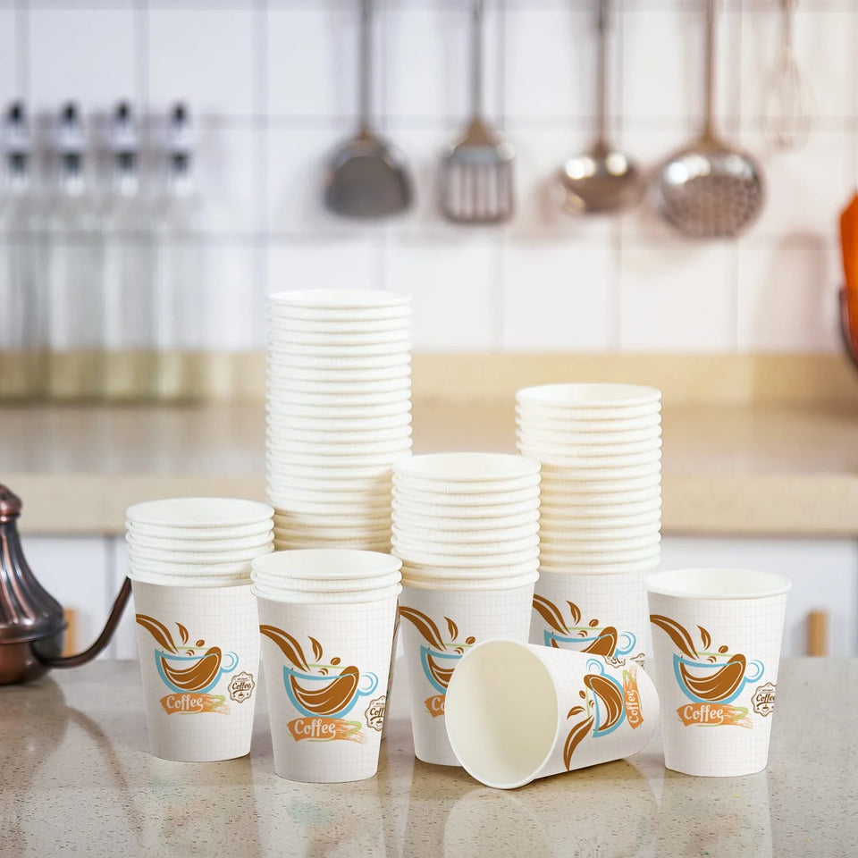 Disposable Paper Cups 12 Oz Hot Cups, 100 Count
