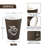 240 Pack 12 Oz Paper Cups, Brown Disposable Hot Coffee Cups for Party, Picnic...