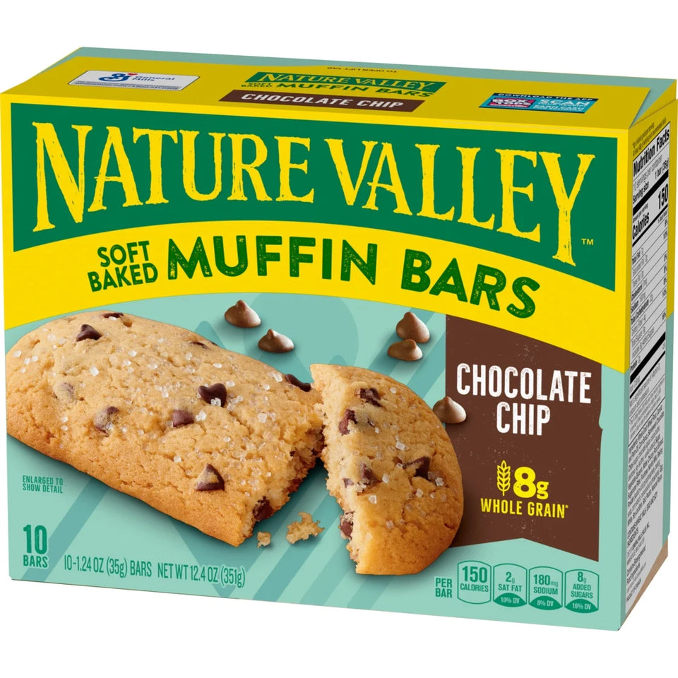 Soft Baked Muffin Bars, Chocolate Chip, Snack Bars, 10 Bars, 12.4 Oz