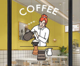 Coffee Shop Glass Door Sticker Showcase Wall Sticker