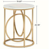 Modern Round End Table, 20" Side Table Coffee Table Cocktail Table With Unique O-Shaped Base, Midcentury Accent Table Nightstand For Living Room Bedroom