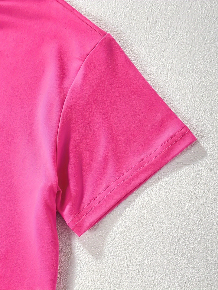 Peace Love Coffee Print, Girls Comfy T-shirt & Shorts Set, Casual Lightweight And Trendy Clothing For Summer