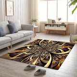 1pc Black Golden Large Flower High-end Rug Large Flower Pattern Retro Texture Premium Home Style Floor Mat Non-slip Kitchen Mat, Hotel Coffee Shop Bar Living Room Bedroom Decorative Rug, Waterproof Comfortable Mat