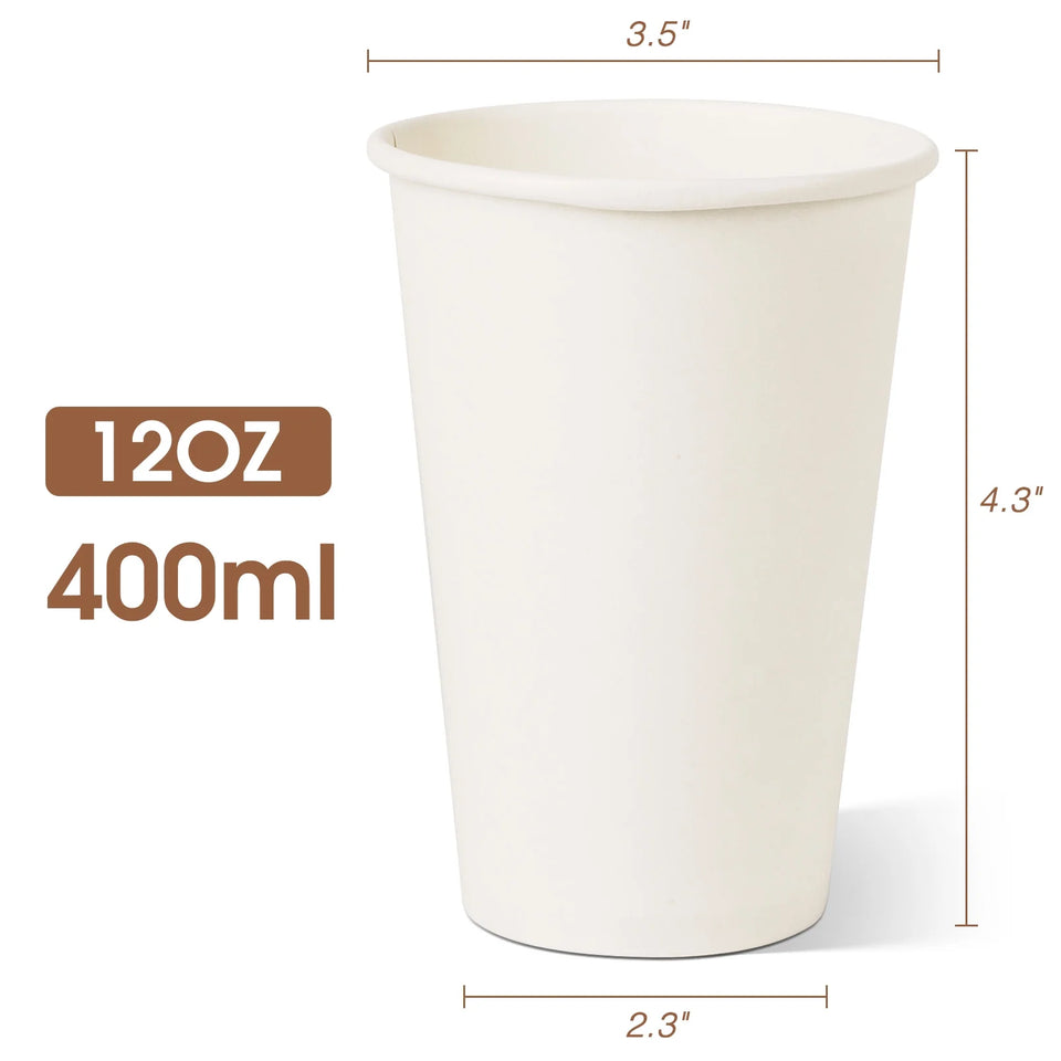 Paper Cups Disposable Hot Cups, 12 Oz 100 Count, White