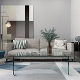 Tempered Glass Coffee, Clear Coffee Table, Waterfall Rectangle Coffee Table for Living Room, Cocktail Tea Table with Rounded Edges