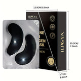 ILISYA 20 Pairs Black Coffee Eye Mask Patches with Collagen - Anti-Wrinkle, Firming & Moisturizing Under Eye Pads for Dark Circles and - Natural Plant Essence, Unisex, Hypoallergenic, Suitable for All Skin Types
