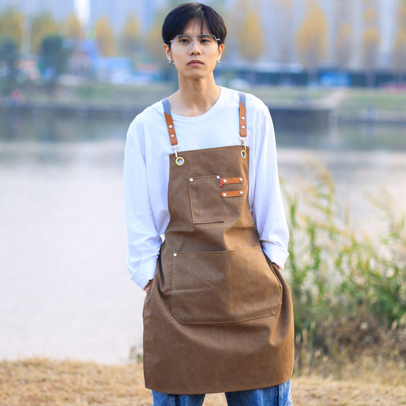 Denim Thick Canvas Apron Milk Tea And Coffee Cake Shop Baking Hairdressing Manicure Chinese Restaurant Overalls