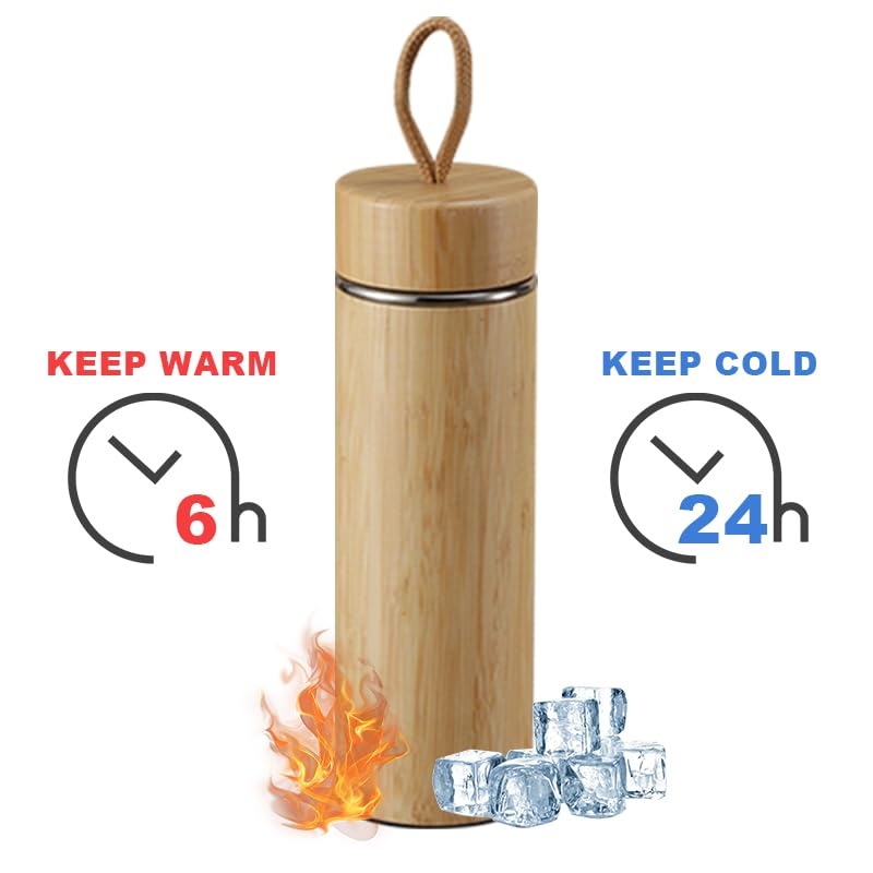 Vanuat BAMBOO CRAFT THERMOS Cup Double Wall Vacuum Coffee Tumbler Tea Mug Handle Insulated Stainless Steel Water Beverage Bottle Dispenser Slate Matte Para Café Collection