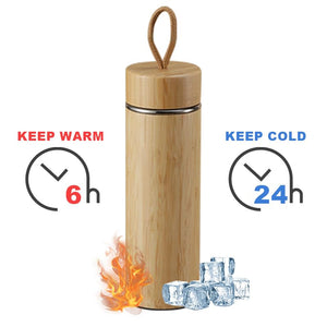 Vanuat BAMBOO CRAFT THERMOS Cup Double Wall Vacuum Coffee Tumbler Tea Mug Handle Insulated Stainless Steel Water Beverage Bottle Dispenser Slate Matte Para Café Collection