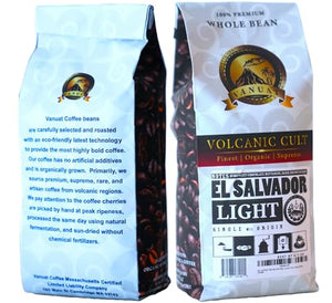 LIGHT ROAST, Whole Bean Coffee, Organic Fresh Artisan Premium Beans, Volcanic Cult Vanuat LLC COLLECTION (1 Pound, 16OZ, EL-SALVADOR)