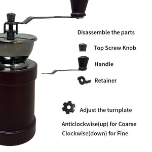 Vanuat Manual Coffee Grinder Stainless Steel Ceramic Burr Bean Crank Portable Grinder for Café Home Roast Dark Medium Light Drip Coffee Cold Brew Espresso French Press Turkish Brew Ceramic Adjustable