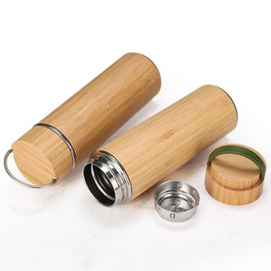 Vanuat BAMBOO CRAFT THERMOS Cup Double Wall Vacuum Coffee Tumbler Tea Mug Handle Insulated Stainless Steel Water Beverage Bottle Dispenser Slate Matte Para Café Collection