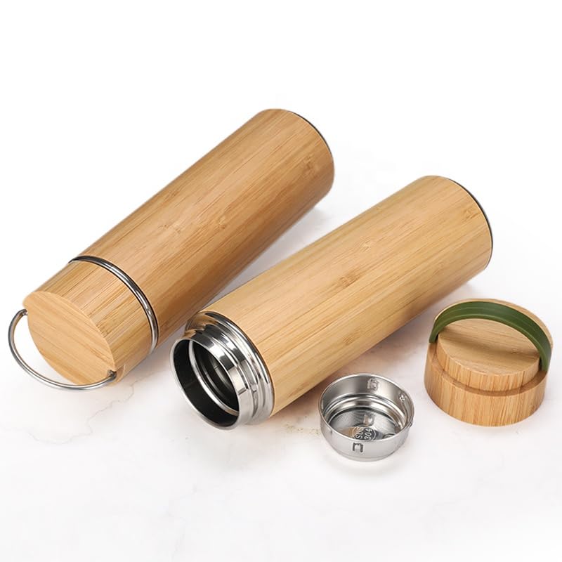 Vanuat BAMBOO CRAFT THERMOS Cup Double Wall Vacuum Coffee Tumbler Tea Mug Handle Insulated Stainless Steel Water Beverage Bottle Dispenser Slate Matte Para Café Collection