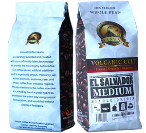 MEDIUM ROAST, Whole Bean Coffee, Organic Fresh Artisan Premium Beans (1 Pound, 16OZ, EL SALVADOR)
