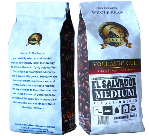 MEDIUM ROAST, Whole Bean Coffee, Organic Fresh Artisan Premium Beans (1 Pound, 16OZ, EL SALVADOR)