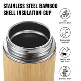 Vanuat BAMBOO CRAFT THERMOS Cup Double Wall Vacuum Coffee Tumbler Tea Mug Handle Insulated Stainless Steel Water Beverage Bottle Dispenser Slate Matte Para Café Collection