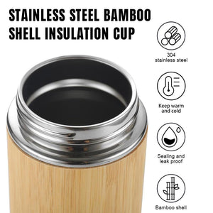 Vanuat BAMBOO CRAFT THERMOS Cup Double Wall Vacuum Coffee Tumbler Tea Mug Handle Insulated Stainless Steel Water Beverage Bottle Dispenser Slate Matte Para Café Collection