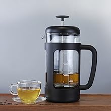 Easyworkz French Press  Coffee Tea Maker with Borosilicate Glass,Soft Grip Handle