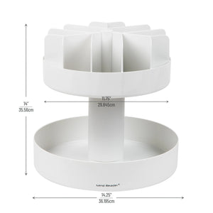 2 Tier Lazy Susan Granola Bar and Snack Organizer, Home, Office, Plastic, White