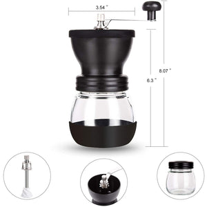 Vanuat Manual Coffee Grinder Stainless Steel Ceramic Burr Bean Crank Portable Grinder for Café Home Roast Dark Medium Light Drip Coffee Cold Brew Espresso French Press Turkish Brew Ceramic Adjustable