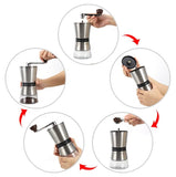 Vanuat Manual Coffee Grinder Stainless Steel Ceramic Burr Bean Crank Portable Grinder for Café Home Roast Dark Medium Light Drip Coffee Cold Brew Espresso French Press Turkish Brew Ceramic Adjustable