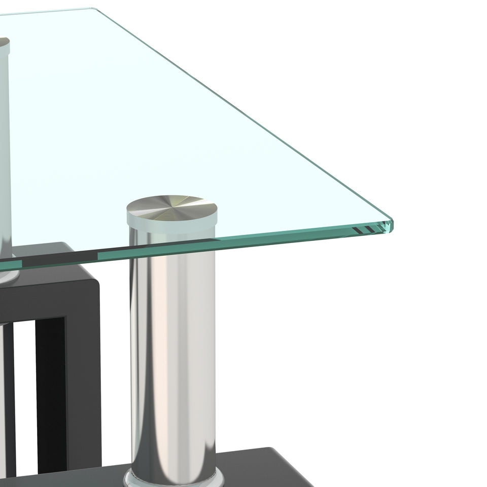 Coffee Table Set Of 3, Glass Coffee Table And 2 Side Tables, Modern Table Set For Living Room With Metal Leg
