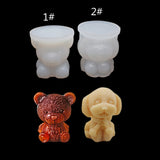 Douyin With 2 Ice Bear Teddy Dog Silicone Molds, Milk Tea Coffee Hotel Diy Decoration Mold