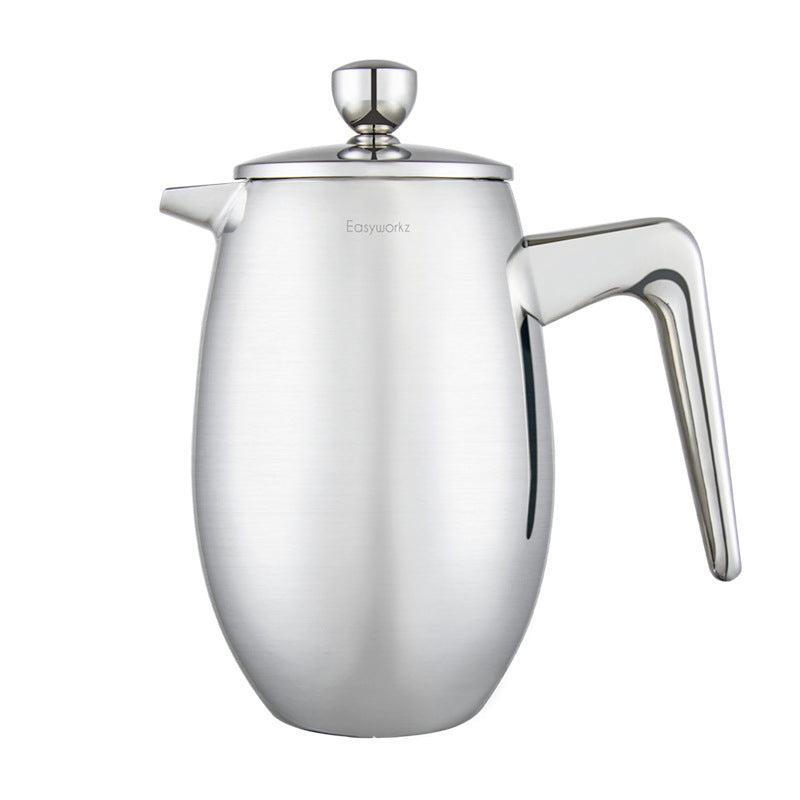 Stainless Steel Double-layer Coffee Pot Home French Filter Press Pot