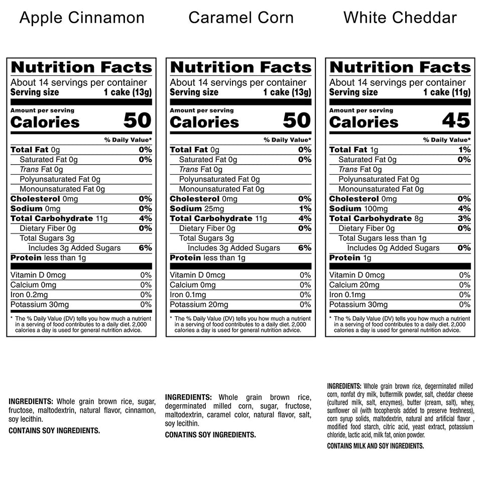 Gluten Free Rice Cakes, Variety Pack, 6 Bags