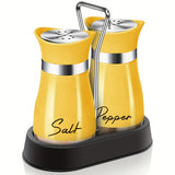 2Pcs Salt And Pepper Shakers Set With Holder,4 Oz Modern Farmhouse Kitchen Decor And Accessories For Restaurant, Wedding, Housewarming Gifts Refillable Design
