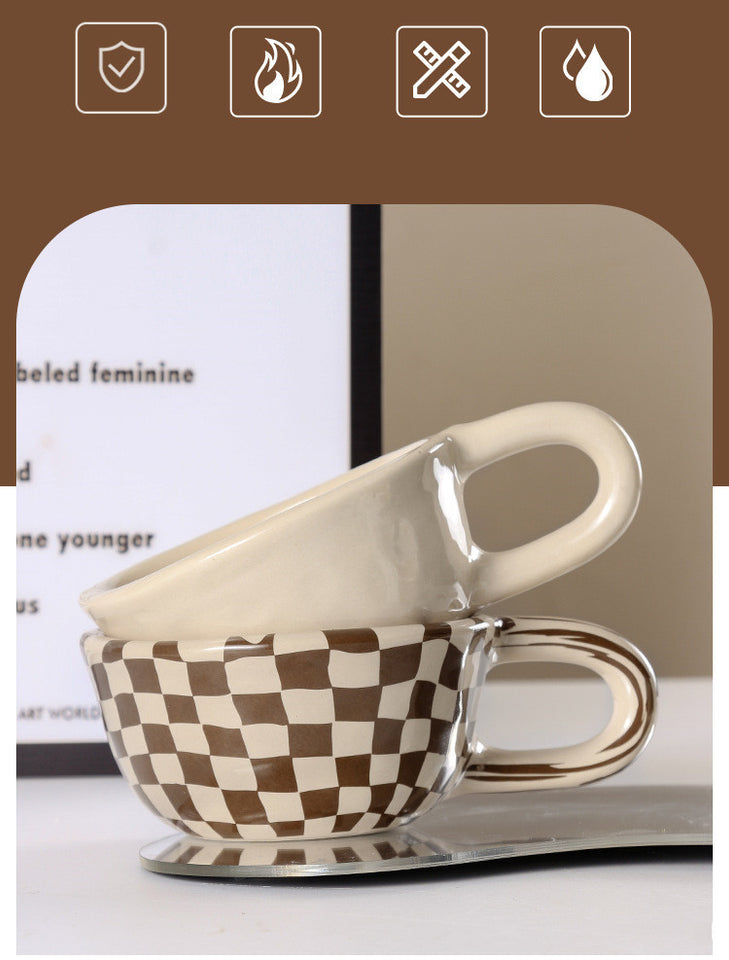 Korean Irregular Checkerboard Coffee Cup