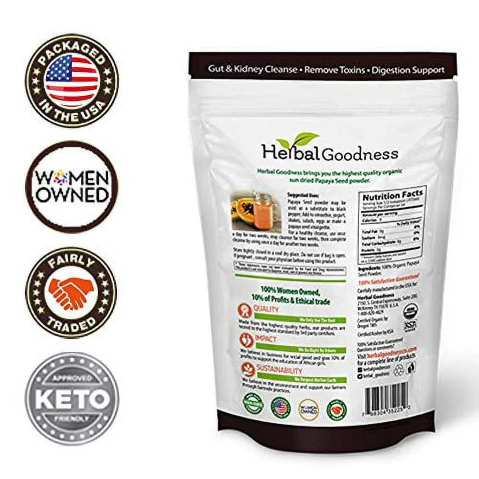 Papaya Seed Powder - Digestive Enzyme Support, Gut Health, Kidney Detoxification, 4 oz, Herbal Supplement