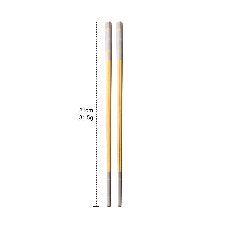 304 Stainless Steel Chopsticks Household Alloy Restaurant Color Laser Square-headed
