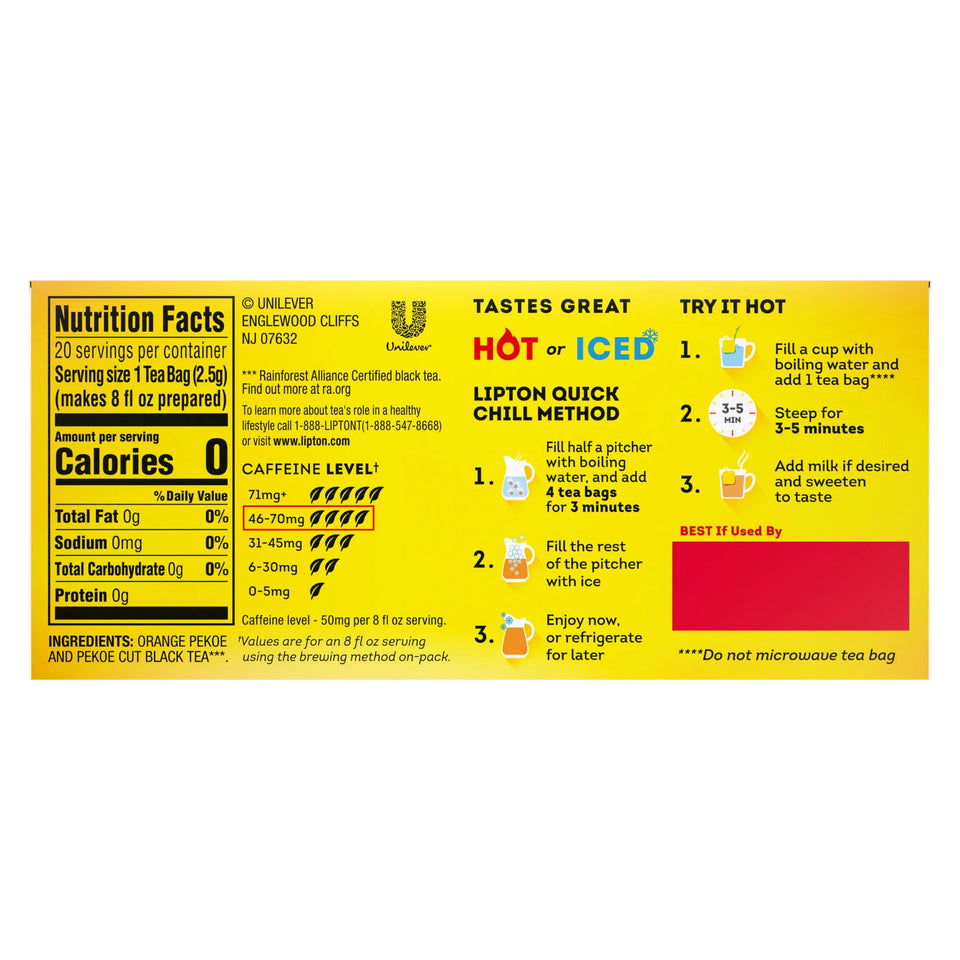 Tea Bags, Black Tea, Can Help Support Healthy Heart, 20 Tea Bags per Box