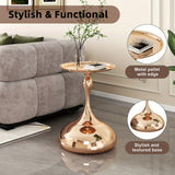 Round Small Metal Side Table, Mid Century End Table, Vintage Pedestal Accent Coffee Table for Small Spaces, Living Room, Bedroom Balcony and Office