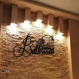 Elegant Minimalist Bathroom Sign - Premium Iron Wall Art with Modern Crafted Design, Reusable and Removable - Ideal for Home, Office, Bedroom, Patio, Kitchen, Courtyard Walls, Coffee Shop, Dance Hall, Bar, Rustic, Farmhouse D
