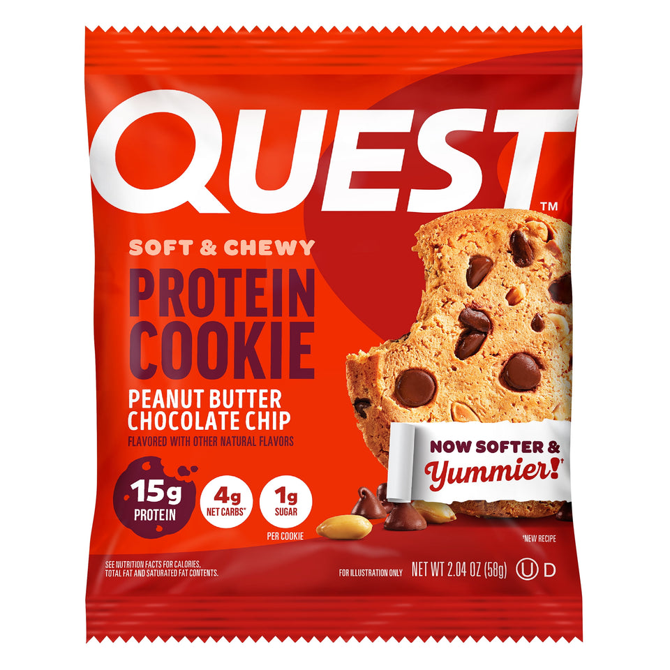 Quest Protein Cookie, Keto Friendly, Peanut Butter Chocolate Chip Flavored, Soft and Chewy, 12 Count