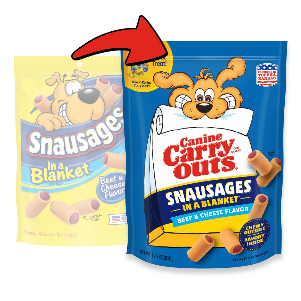 (6 Pack)  Snausages in a Blanket Chewy Dog Treats, Beef & Cheese Flavor, 22.5 Ounces