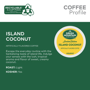 Green Mountain Coffee Island Coconut, K-Cup Pods, Light Roast, 24 Count for Keurig Brewers