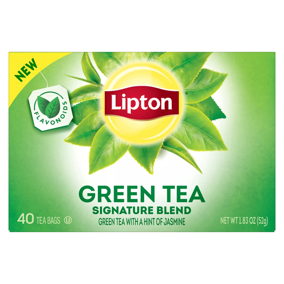Signature Blend Green Tea Bags, Unsweetened Teabags for Hot or Iced Tea with Caffeine and Flavonoids, 40 Count