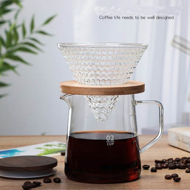 Share Home Acacia Wood Lid High Borosilicate Glass Coffee Pot