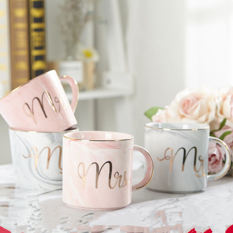 Coffee cup water glass Nordic marbled ceramic mug milk couple breakfast cup home female cup