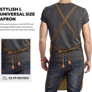 Cotton Cross Back Adjustable Apron [3Rd Generation], Cotton Canvas Cross Back Adjustable Apron with Pockets, M-XXL