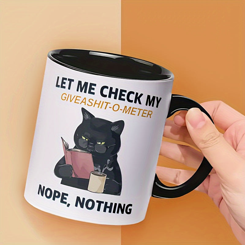 1pc, Black Cat Coffee Mug, Ceramic Coffee Cups, Cute Inspirational Quotes Water Cups, Summer Winter Drinkware, Gifts