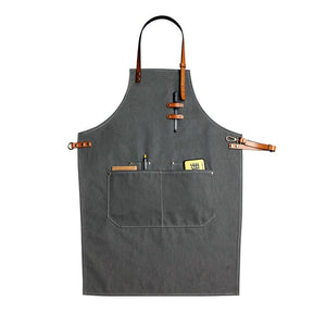Cowhide Strap Denim Apron Coffee Shop Barber