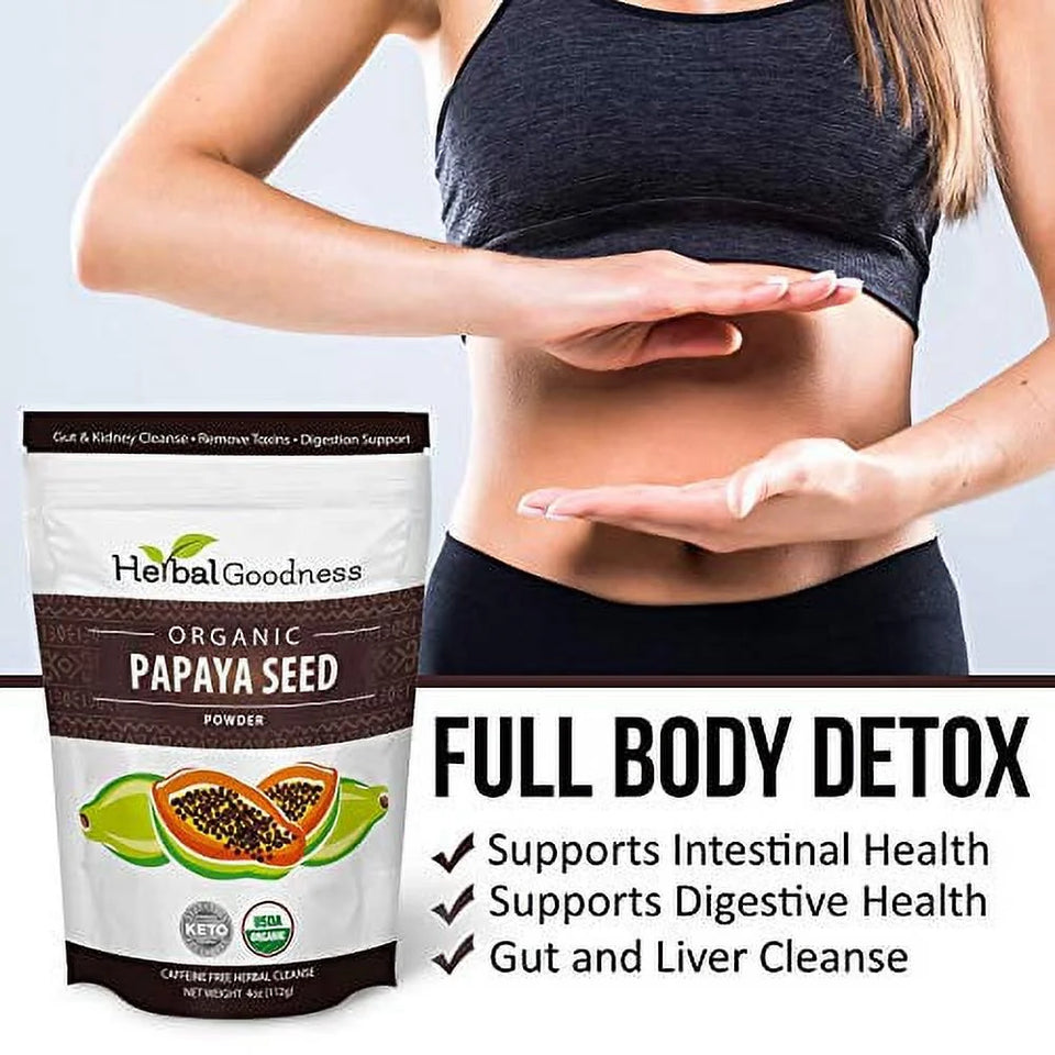 Papaya Seed Powder - Digestive Enzyme Support, Gut Health, Kidney Detoxification, 4 oz, Herbal Supplement