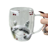 Christmas Snow Pine Branches Heat Resistant Cup Transparent Cup Coffee Cup